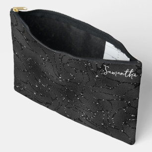 Luxury Black and White Sparkles Pattern Accessory Pouch