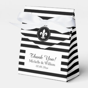 Luxury black and white striped wedding favour box