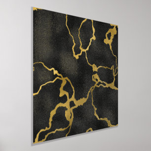 Luxury Black Background Gold pattern Accent Foil Prints