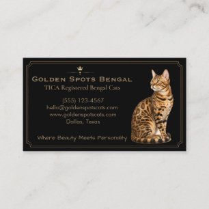 Luxury Black Bengal Cat Cattery Customizable Business Card