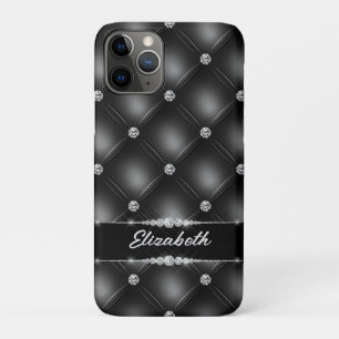 Luxury Black Bling Sparkle Diamond Custom Name iPhone 11 Pro Case