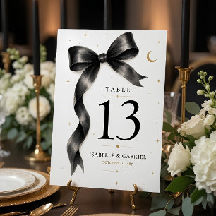 Luxury Black Bow Wedding Elegant  Table Number