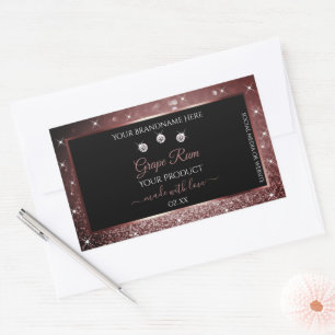 Luxury Black Burgundy Glitter Product Label Jewels