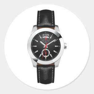 Luxury Black Chronograph Watch Stylish Timepiece Classic Round Sticker