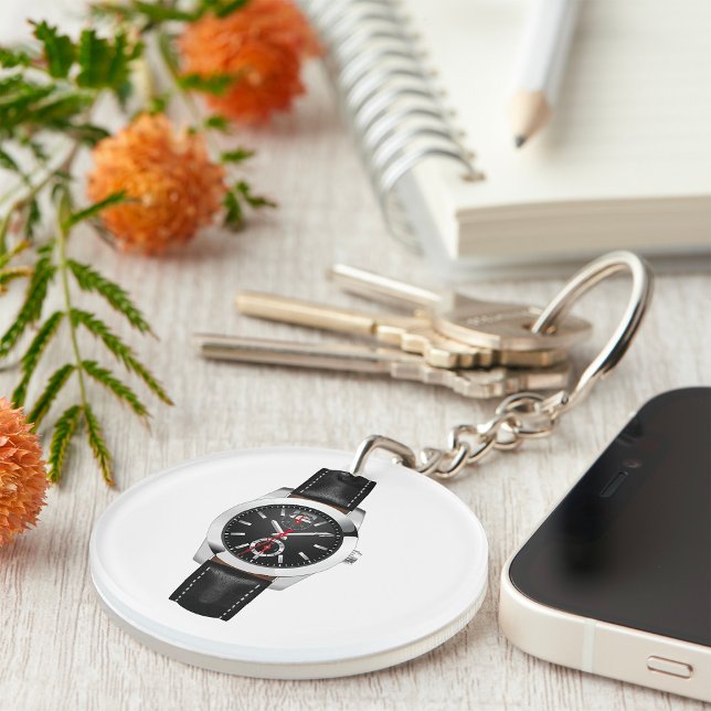 Luxury Black Chronograph Watch Stylish Timepiece  Key Ring (Creator Uploaded)