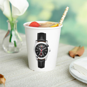 Luxury Black Chronograph Watch Stylish Timepiece Paper Cups