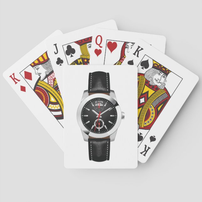 Luxury Black Chronograph Watch Stylish Timepiece  Playing Cards (Back)