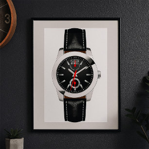 Luxury Black Chronograph Watch Stylish Timepiece  Poster