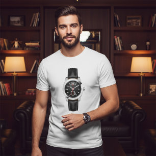 Luxury Black Chronograph Watch Stylish Timepiece T-Shirt