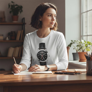 Luxury Black Chronograph Watch Stylish Timepiece T-Shirt