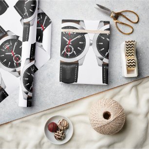 Luxury Black Chronograph Watch Stylish Timepiece Wrapping Paper