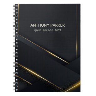 Luxury Black, Dark Grey Background Gold Lines Notebook
