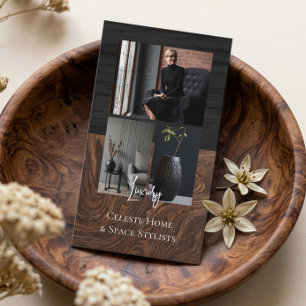 Luxury Black Elegant Photo Layout Real Estate Business Card