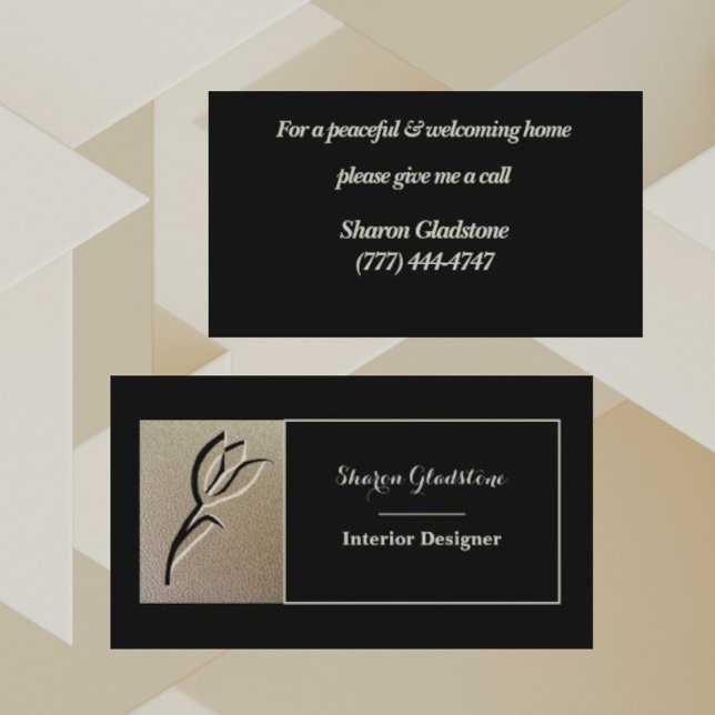 Luxury Black Embossed Flower Business Card (Creator Uploaded)