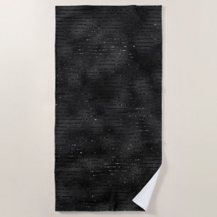 Luxury black faux glitter stripes pattern beach towel