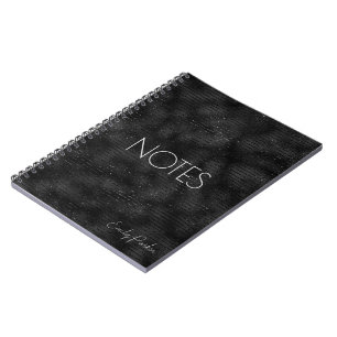 Luxury black faux glitter stripes pattern notebook