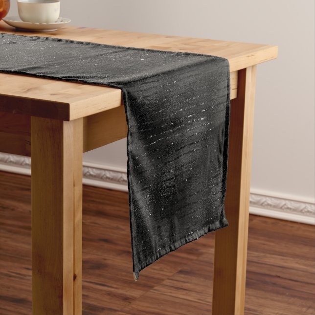 Luxury black faux glitter stripes pattern short table runner (In Situ)