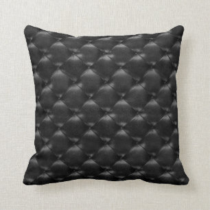 Luxury Black Glam Tufted Leather Opulent Glam Cushion