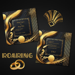 Luxury Black Gold 1920s Art Deco Wedding Invitation