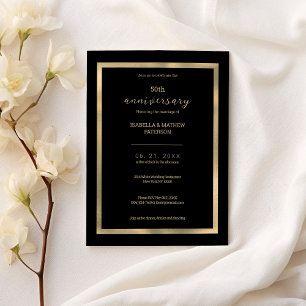Luxury black gold 50th Wedding Anniversary Invitation