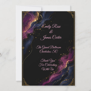 Luxury Black Gold Abstract Wedding Invitation