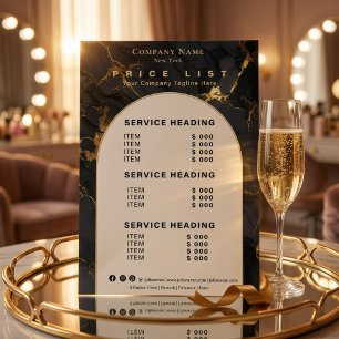 Luxury Black Gold Agate Beauty Service Price List