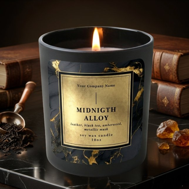 Luxury Black Gold Agate Elegant Shiny Candle Label (Luxury Black Gold Agate Elegant Shiny Candle Label)
