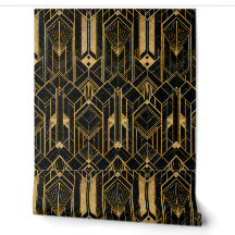 Luxury Black & Gold Art Deco Geometric Pattern