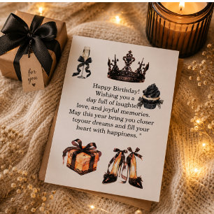 Luxury Black Gold Birthday Card for Her Elegant