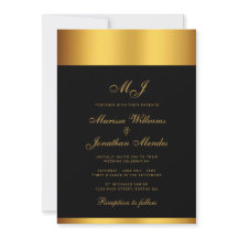 Luxury Black Gold Border Monogram Wedding