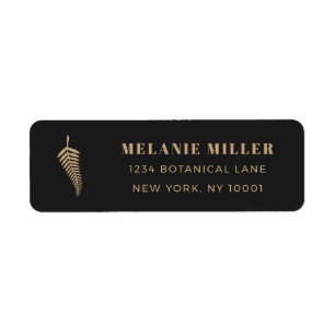 Luxury Black Gold Botanical Custom Wedding Mail Return Address Label
