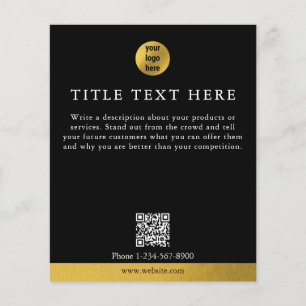 Luxury Black Gold Business Logo Marketing QR Code Flyer
