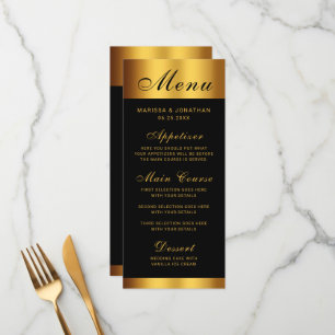 Luxury Black Gold Calligraphy Border Wedding Menu