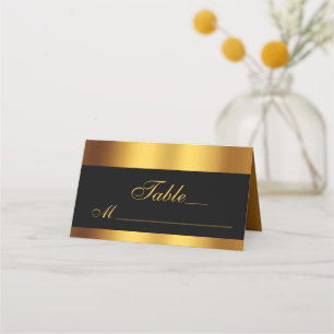 Luxury Black Gold Calligraphy Wedding Place Card