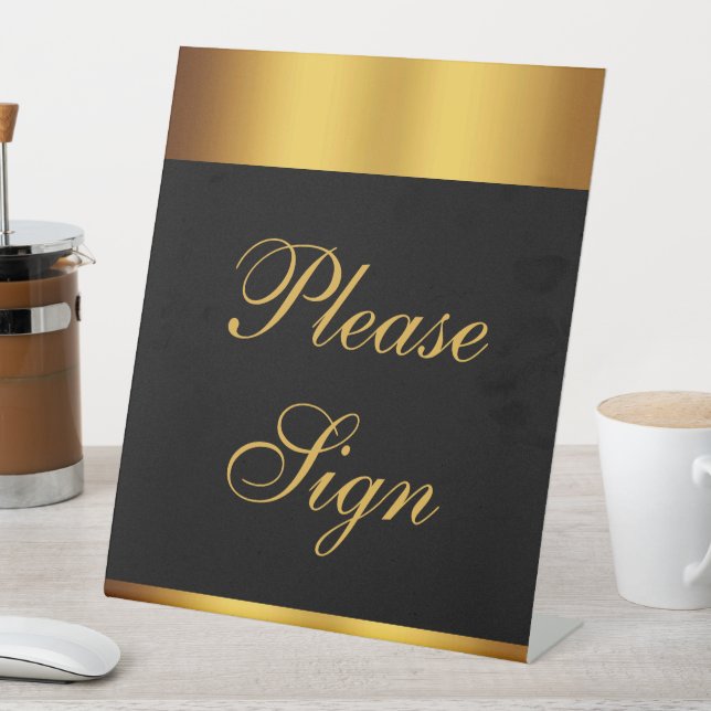 Luxury Black Gold Calligraphy Wedding Please Sign (In SItu)