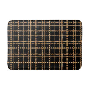 Luxury Black Gold Chain Pattern Bath Mat