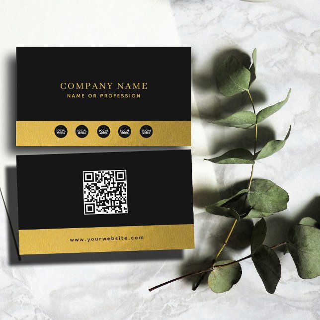 Luxury Black Gold Company Social Media & QR Code Business Card (Luxury Black Gold Company Social Media & QR Code Business Card)