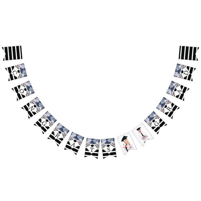 Luxury Black Gold Congrats Grad Photo Bunting (All)