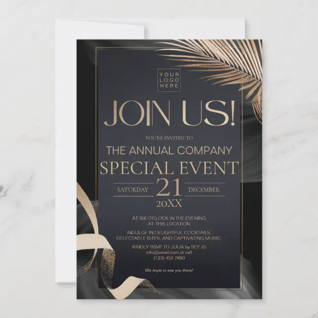 Luxury Black Gold Corporate Annual Special Event Invitation | Zazzle