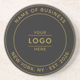 Luxury Black Gold Custom Business Logo Est Year Coaster