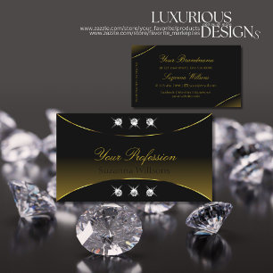 Luxury Black Gold Decor with Sparkling Diamonds Business Card