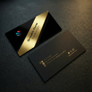 Luxury Black & Gold Diagonal Stripe Business Card