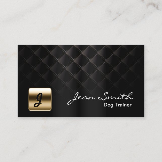 Luxury Black & Gold Dog Training Business Card (Front)