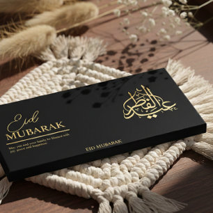 Luxury Black & Gold Eid Mubarak Chocolate Bar Wrap Flyer