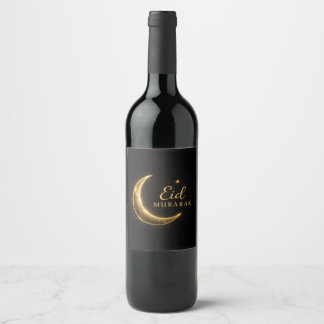 Luxury Black & Gold Eid Mubarak – Elegant Wine Label