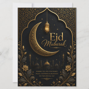 Luxury Black Gold Eid Mubarak Greeting Card