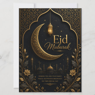 Luxury Black Gold Eid Mubarak Greeting Card