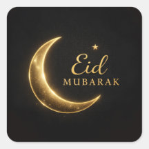 Luxury Black & Gold Eid Mubarak Stickers– Elegant