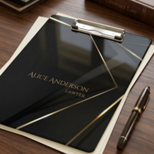 Luxury black gold elegant lawyer abstract Office Clipboard