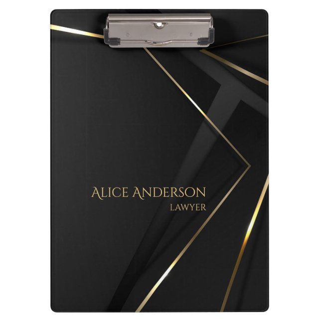 Luxury black gold elegant lawyer abstract Office Clipboard (Front)
